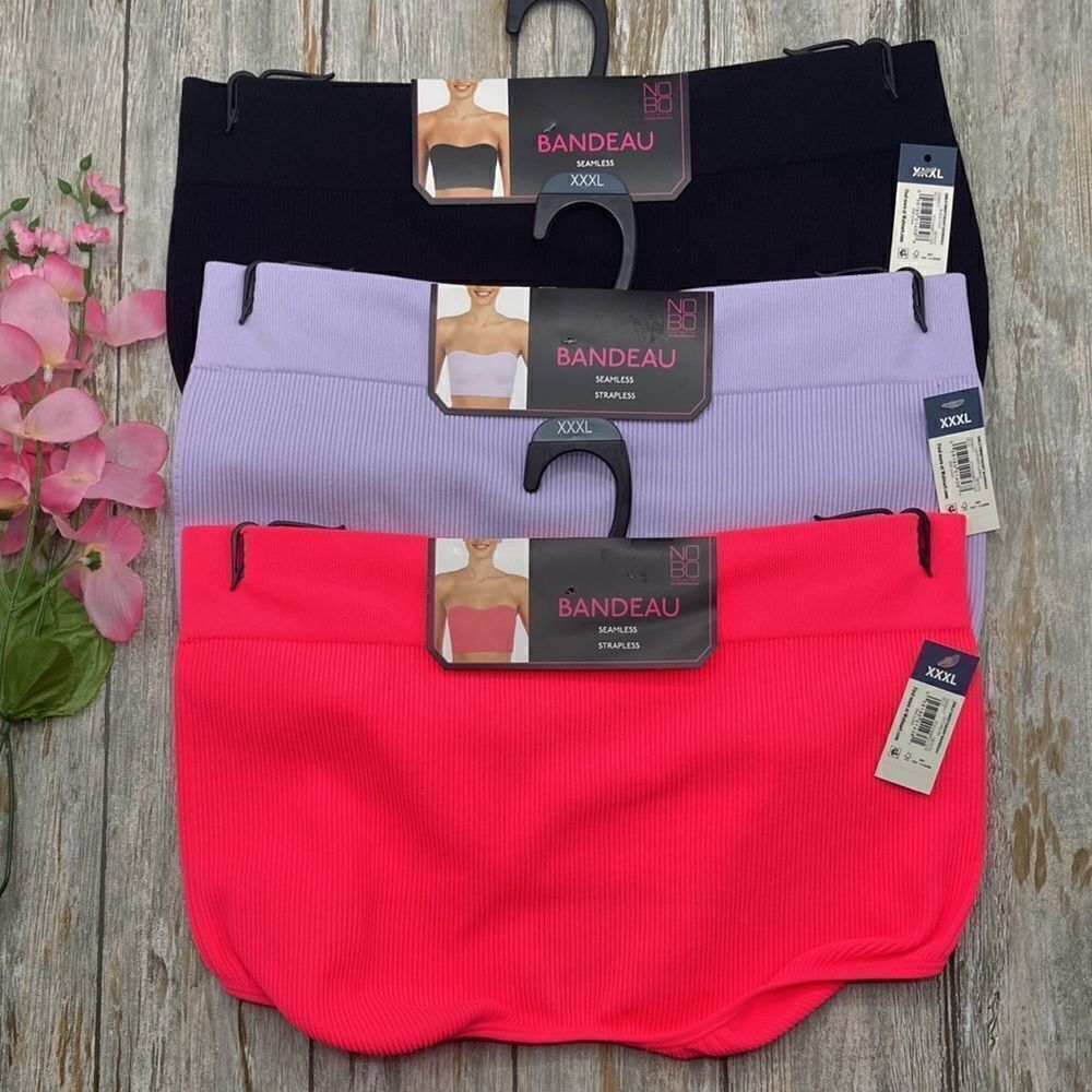 Womens Juniors Seamless Strapless Sweetheart Neckline Bandeau Bra 3-Pack Size 3X